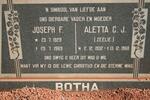 BOTHA Joseph F. 1929-1969 & Aletta C.J. ZEELIE 1932-1968