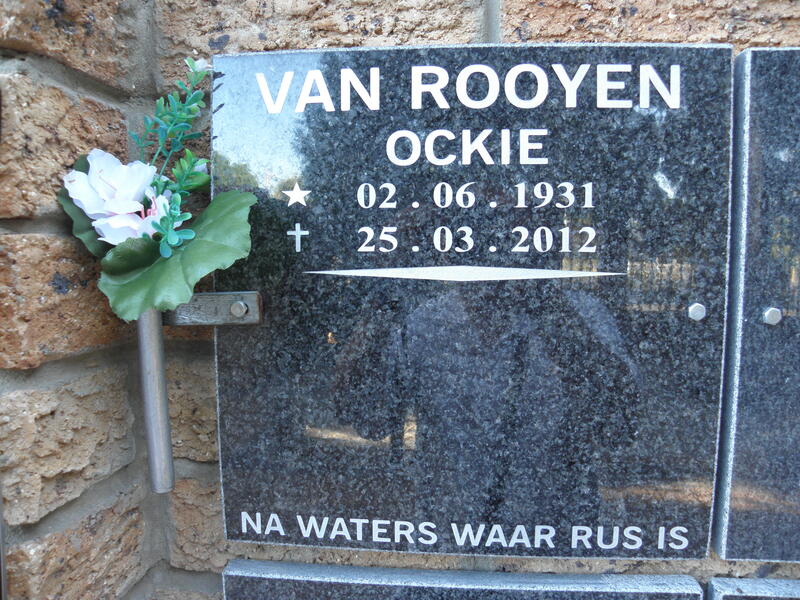 ROOYEN Ockie, van 1931-2012