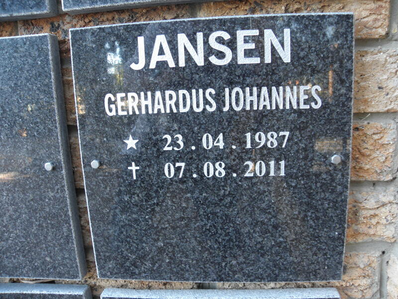 JANSEN Gerhardus Johannes 1987-2011