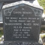ALLAN Marguerite Mary King nee DUNCAN 1895-1991