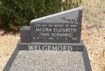 WELGEMOED Jacoba Elizabeth nee VAN SCHANKE 1901-1986