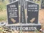 PRETORIUS Lood 1938-2000 & Martha 1942-2004