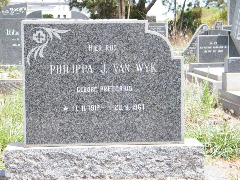 WYK Philippa J., van nee PRETORIUS 1912-1967