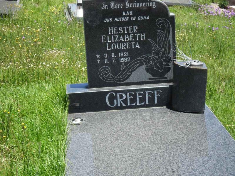 GREEFF Hester Elizabeth Loureta 1921-1992