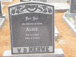MERWE Alice, v.d. 1902-1983