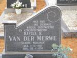 MERWE Martha M., van der nee MOOLMAN 1903-1990