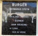 BURGER Hermanus Steyn 1950-2001 & Esther VAN NIEKERK 1950-