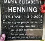 HENNING Maria Elizabeth 1924-2005
