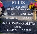 ELLIS Barend Christiaan 1913-2000 & Maria Johanna Aletta 1922-2004