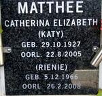 MATTHEE Catherina Elizabeth 1927-2005 :: MATTHEE Rienie 1966-2008
