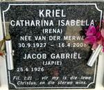 KRIEL Jacob Gabriël 1926- & Catharina Isabella VAN DER MERWE