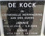 KOCK Jannie, de 1918-2008 & Annie 1928-2008