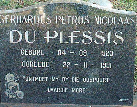 PLESSIS Gerhardus Petrus Nicolaas, du 1923-1991