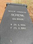 SCHENK Nellie Francis nee DIXON 1906-1982