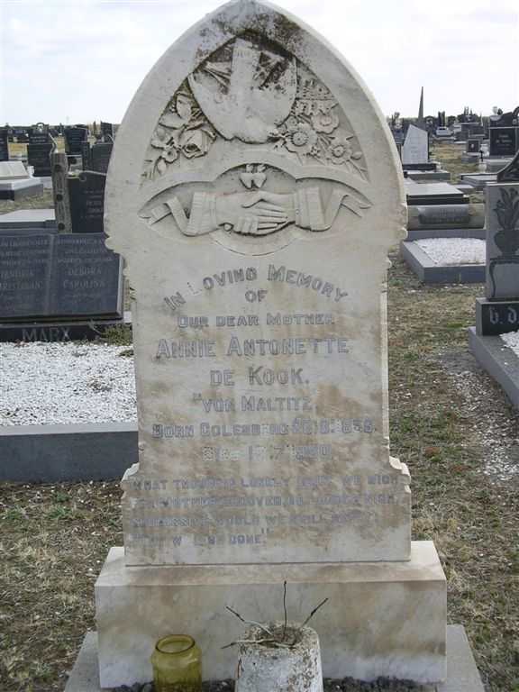 KOCK Annie Antonette, de neé von MALTITZ 1858-1930