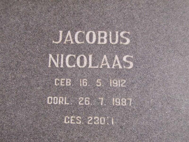 BOSHOFF Jacobus Nicolaas 1912-1987