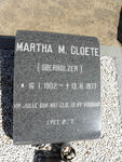 CLOETE Martha M. nee OBERHOLZER 1902-1977
