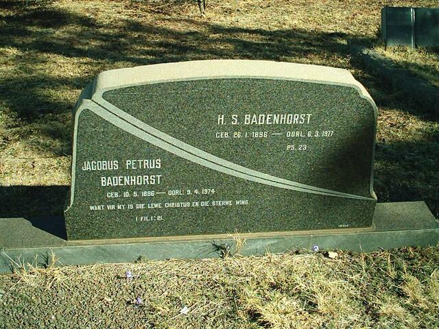 BADENHORST Jacobus Petrus 1896-1974 & H.S. 1896-1977