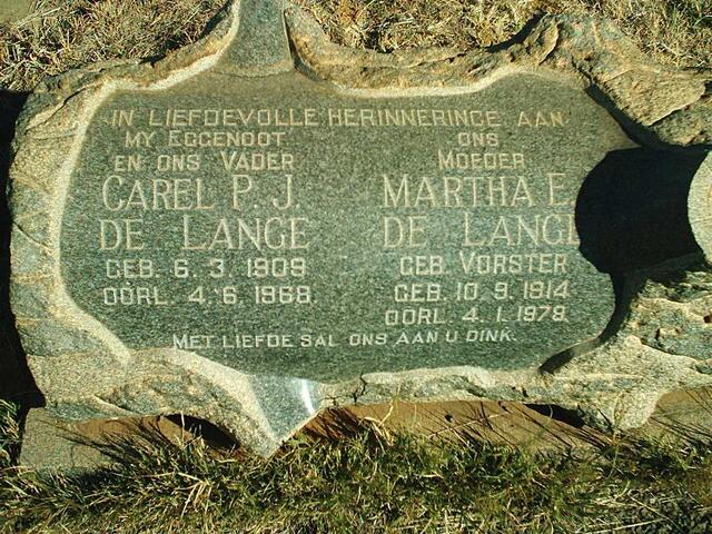 LANGE Carel P.J, de 1909-1968 & Martha E. VORSTER 1914-1979