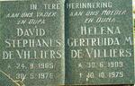 VILLIERS David Stephanus, de 1905-1976 & Helena Gertruida M. 1909-1975