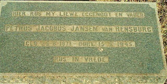 RENSBURG Petrus Jacobus, Jansen van 1871-1945