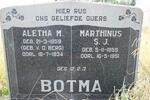 BOTMA Marthinus S.J. 1859-1951 & Aletha M. V.D. BERG 1859-1934