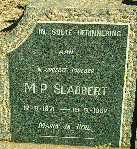 SLABBERT M.P. 1871-1962