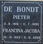 BONDT Pieter, de 1916-1990 & Francina Jacoba 1925-2009
