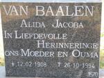 BAALEN Alida Jacoba, van 1908-1994