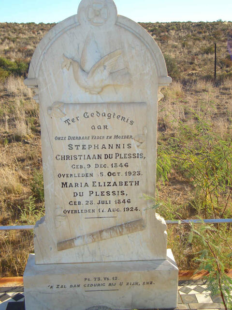 PLESSIS Stephanus Christiaan, du 1846-1923 & Maria Elizabeth 1846-1924