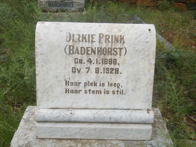 BRINK Dirkie nee BADENHORST 1886-1928