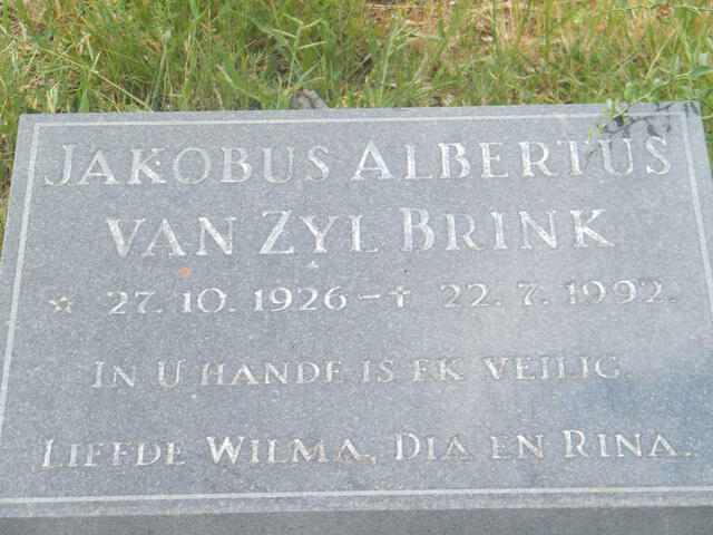 BRINK Jakobus Albertus Van Zyl 1926-1992