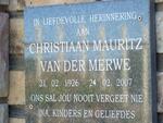 MERWE Christiaan Mauritz, van der 1926-2007