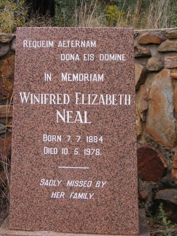 NEAL Winifred Elizabeth 1884-1978