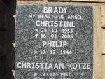 BRADY Philip 1944- & Christine 1953-2005 :: KOTZE Christiaan 1957-1976