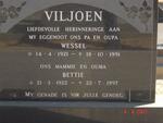 VILJOEN Wessel 1921-1991 & Bettie 1922-1997
