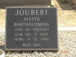 JOUBERT Aletta Bartholomina nee DU PLESSIS 1895-1980