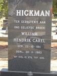 HICKMAN William Hendrik Carel 1911-1983