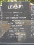 LEMMER Anne Elizabeth nee KUMM 1898-1985