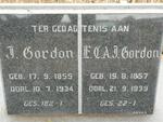 GORDON J. 1855-1934 & E.C.A.J. 1857-1939