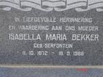 BEKKER Isabella Maria nee SERFONTEIN 1872-1966