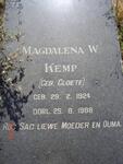 KEMP Magdalena W. nee CLOETE 1924-1988