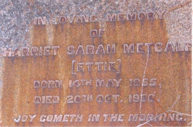 METCALF Harriet Sarah 1855-1936