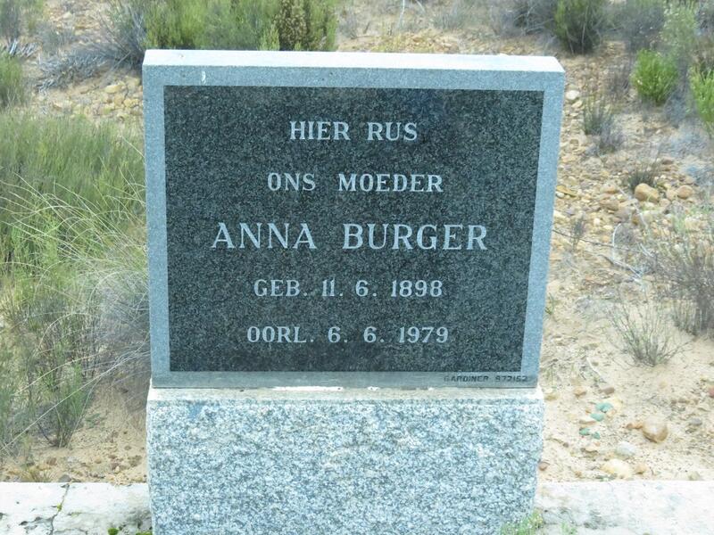BURGER Anna nee VAN DER MERWE 1898-1979