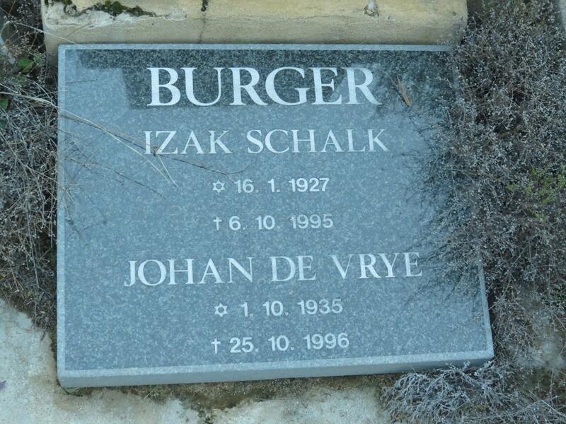 BURGER Izak Schalk 1927-1995 :: BURGER Johan de Vrye 1935-1996
