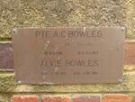 BOWLES A.C. 1896-1985 & Alice 1902-1996