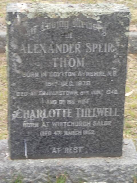 THOM Alexander Speir 1878-1948 & Charlotte Thelwell -1952