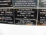 CHAPMAN Arthur John 1915-1992 & Rosemary Frances 1922-2012