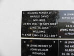 WILLIAMS Harold David 1937-2008 & Lynette Joan 1944-1989