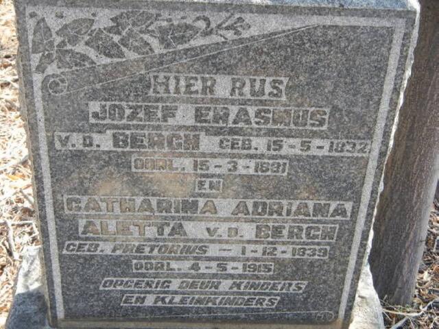 BERGH Jozef Erasmus, v.d. 1832-1881 & Catharina Adriana Aletta PRETORIUS 1839-1915